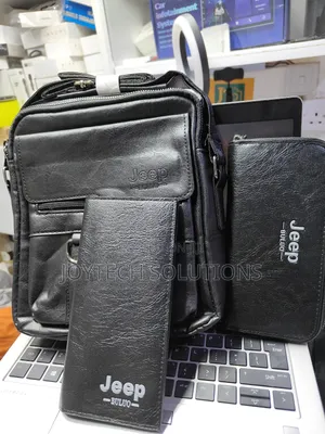 Jeep Bag 3 in 1 Unisex Leather Bag ( Black )