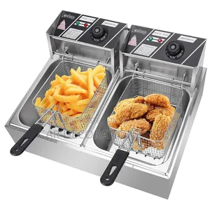 Electric Stainless Steel Double Deep Fryer With 2basket