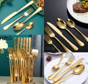 24pc Gold Cutlery Set .