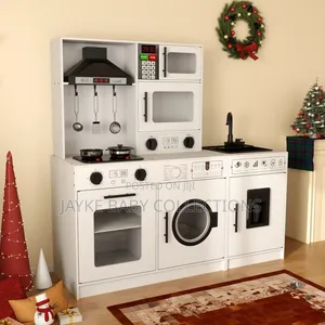 White Wooden Kids Kitchen Set With Water Lights