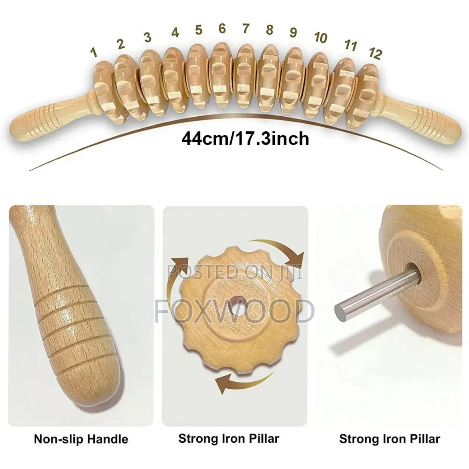 Curved Wood Massage Roller Stick