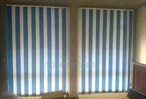 Blue and White Records Office Room Window Curtain Blinds