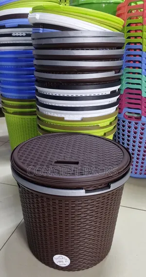 Brown Modern Bamboo Laundry Basket