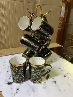 6pcs Ceramic Mugs -Black