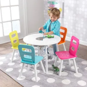 Kids Study Activity Table Set With 4 Colorful Chairs