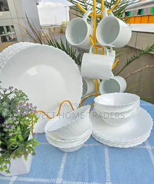 24pcs Trendy White Dinner Sets
