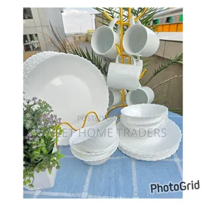 24pcs Trendy White Dinner Sets(Pure White)