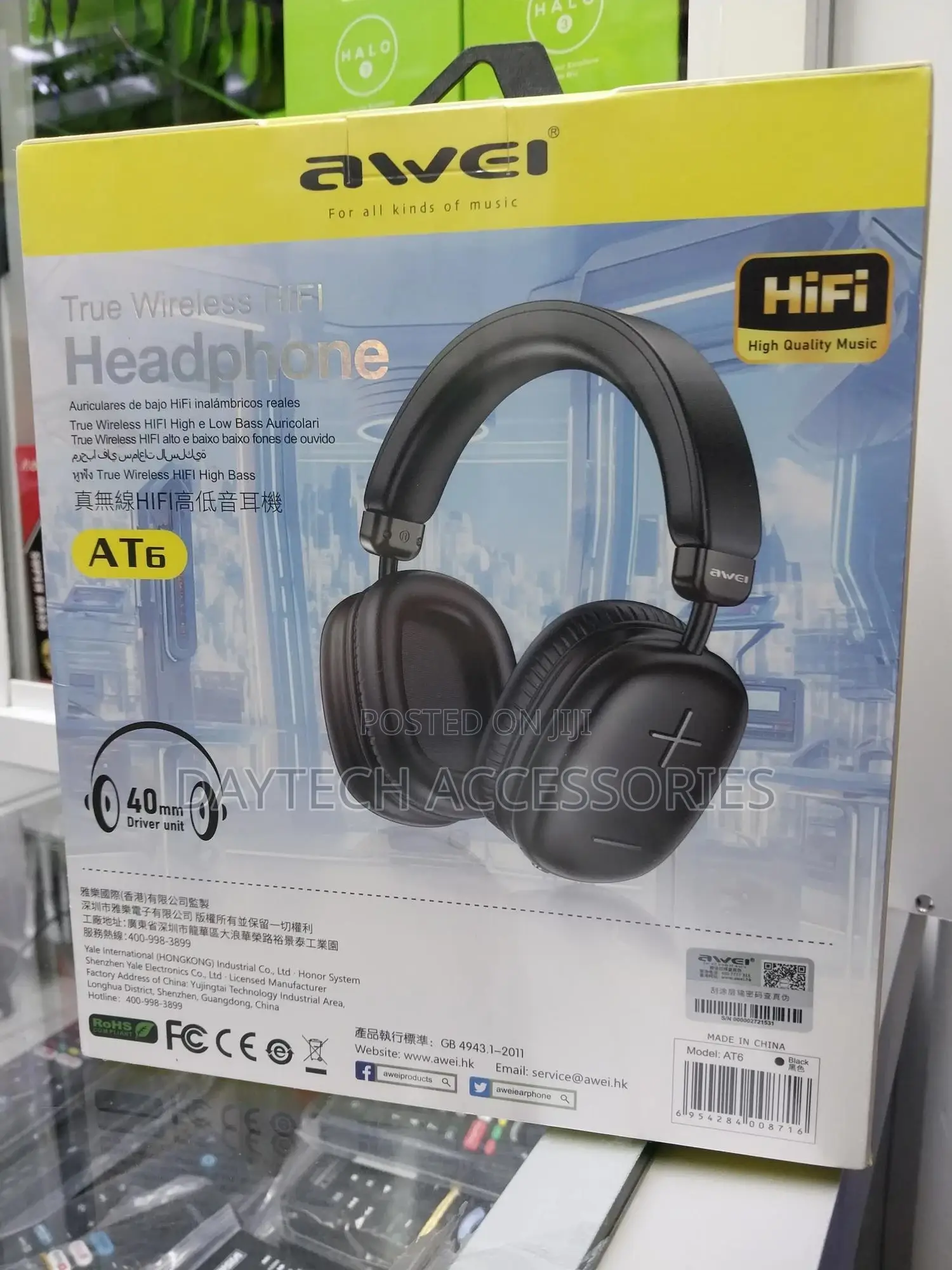Awei At6 Foldable Wireless/Wired Bluetooth Headphone