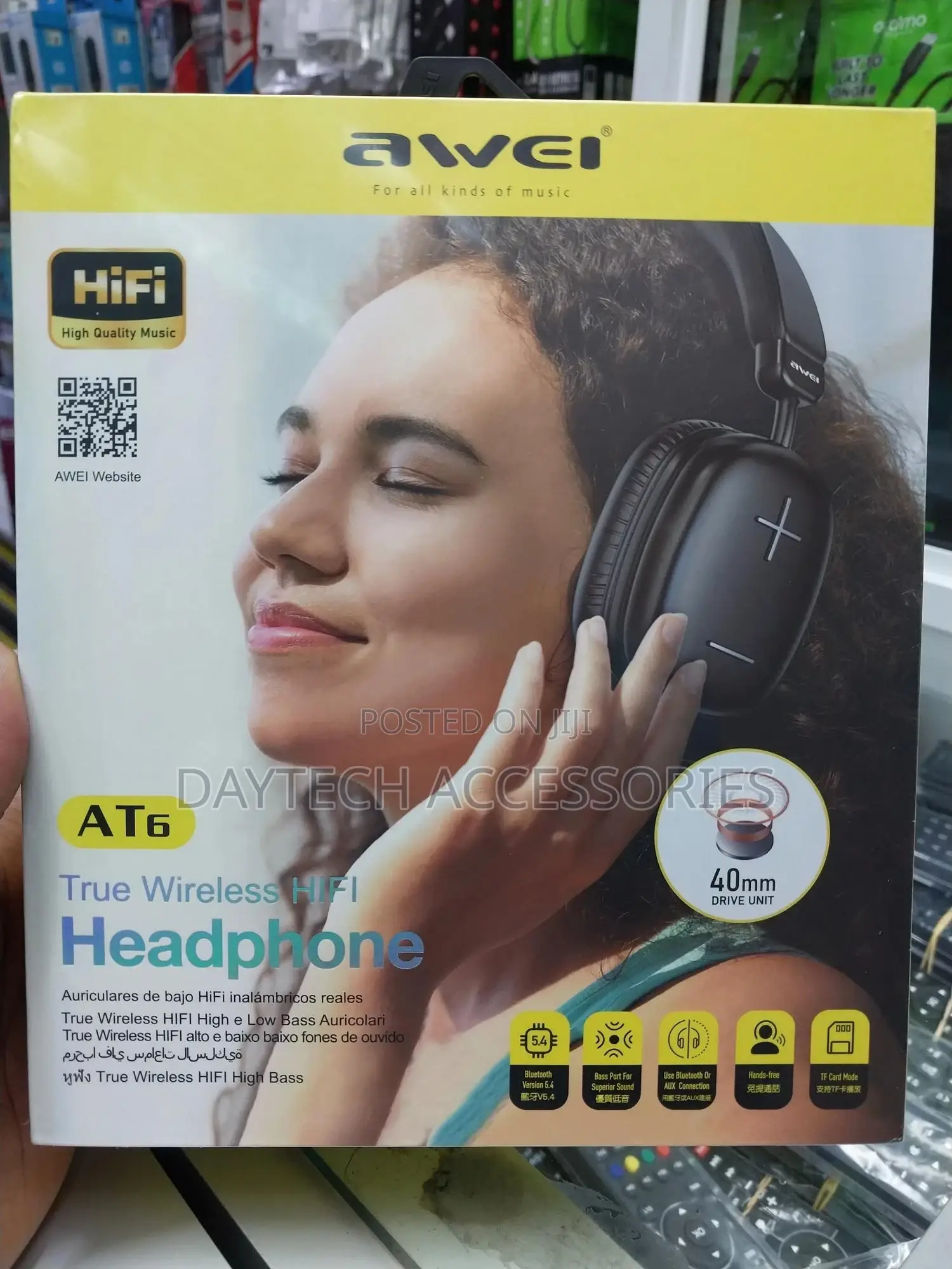 Awei At6 Foldable Wireless/Wired Bluetooth Headphone