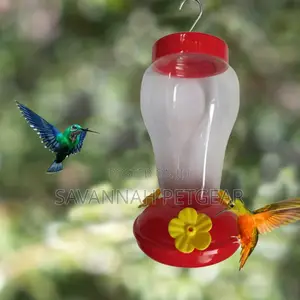 Plastic Humming Bird Feeder Glass 3 Feeding Nectar (Red)