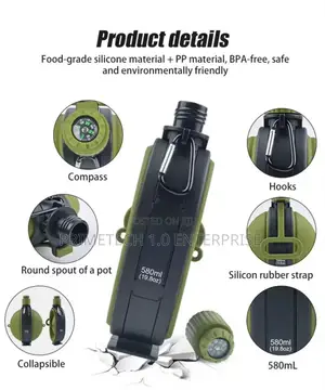 Silicone Water Bottle With Compass