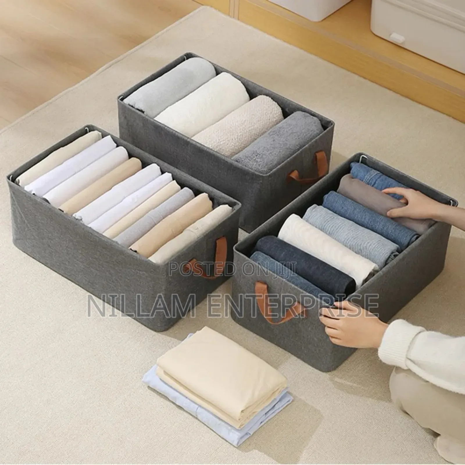 Foldable Grey Clothes Storage Bag
