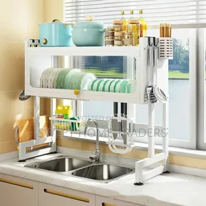 White Double Over the Sink Dish Drainer