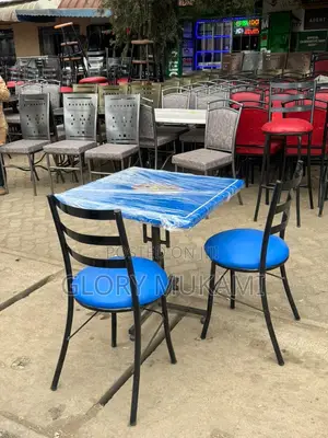 Restaurant And Bar Blue Chairs And Square Table