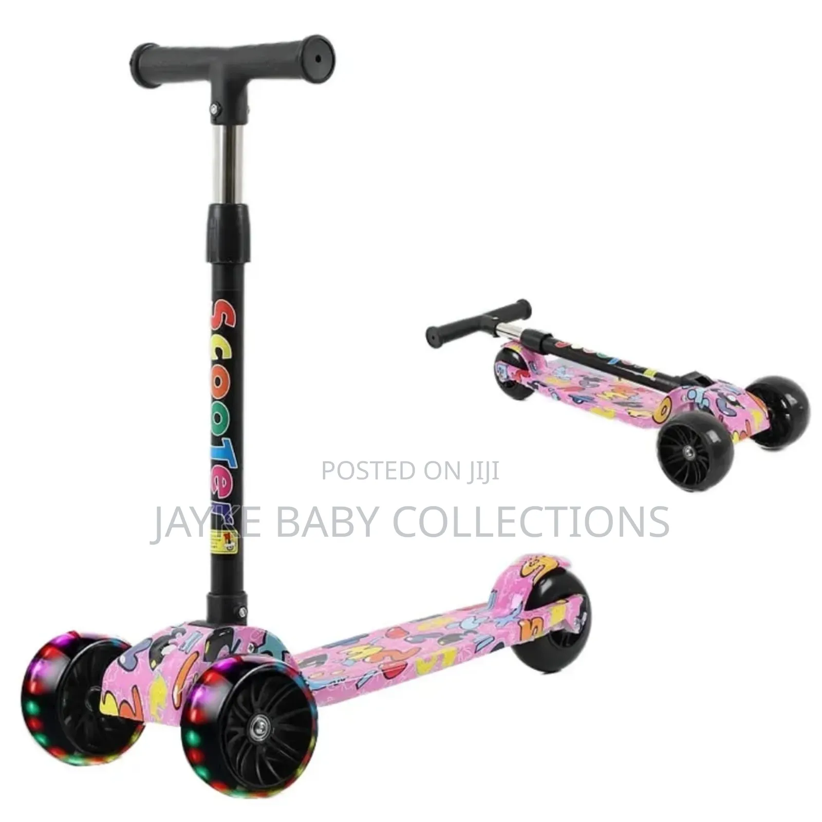 "Kids 3-Wheel Scooter W/ Led Wheels, Adjustable Height
