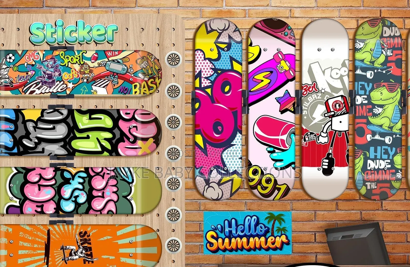 Kids Beginner Skateboard 59cm Retro Design