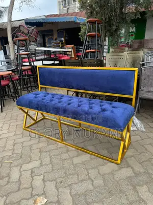 Blue Velvet Waiting Bench