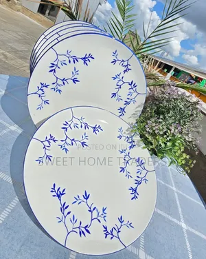*6pcs White Blue Ceramic Plate*