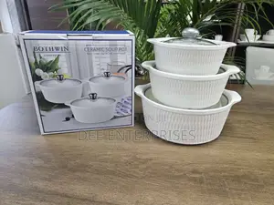 3pcs Set Ceramic Casserole Serving Dishes With Glass Cove