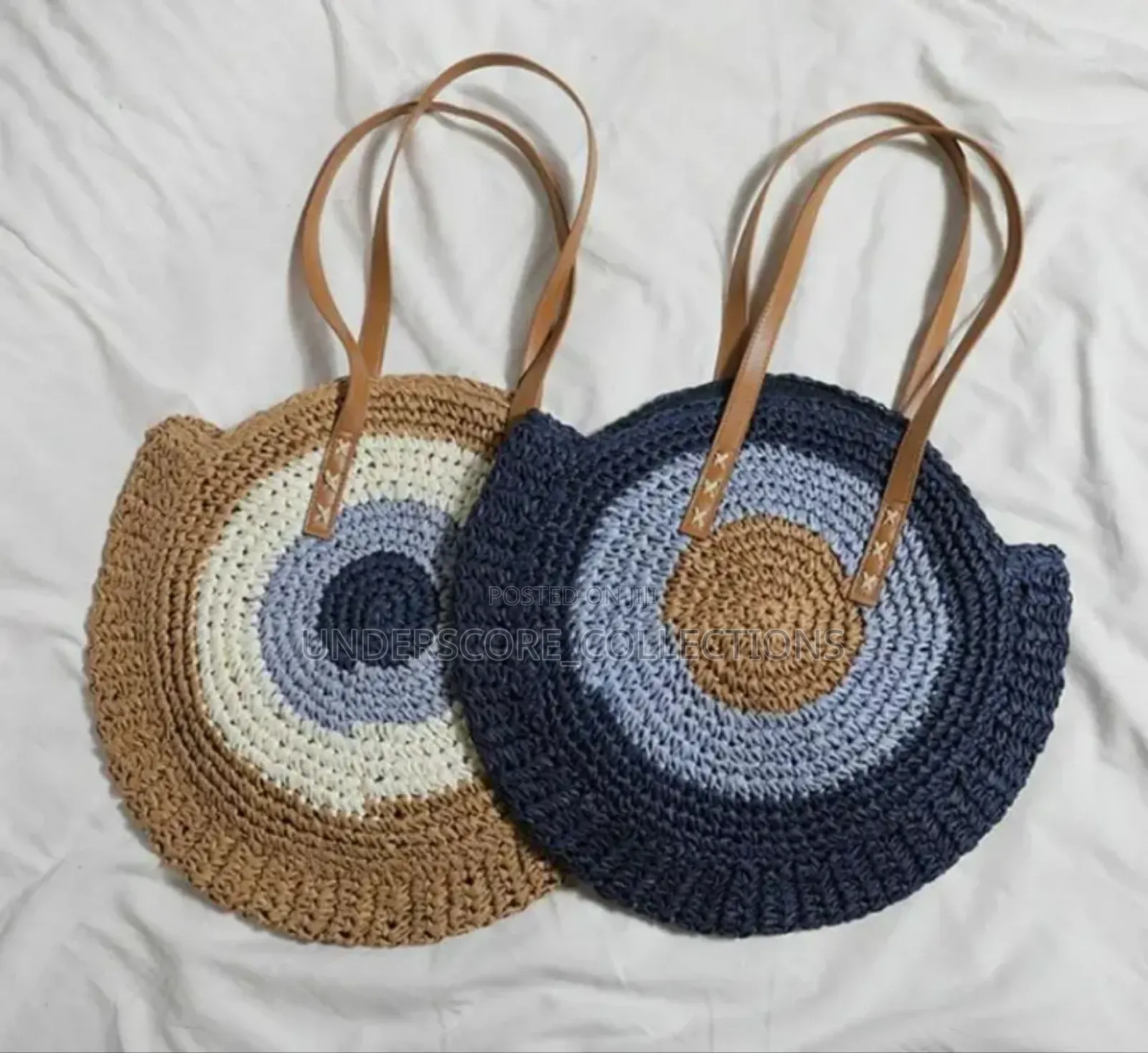 *Round Straw Woven Beach Bag