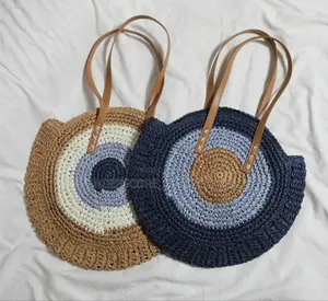*Round Straw Woven Beach Bag