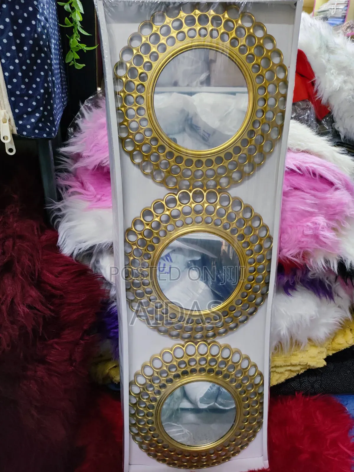 3 PCS Round Wall Mirrors – Luxury Home Decor Set"