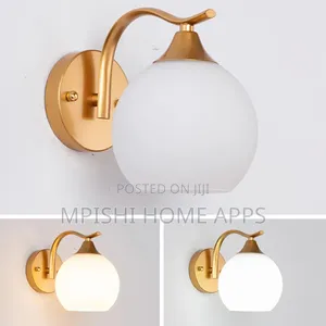 Golden Wall Lamp With Globe Glass Ball