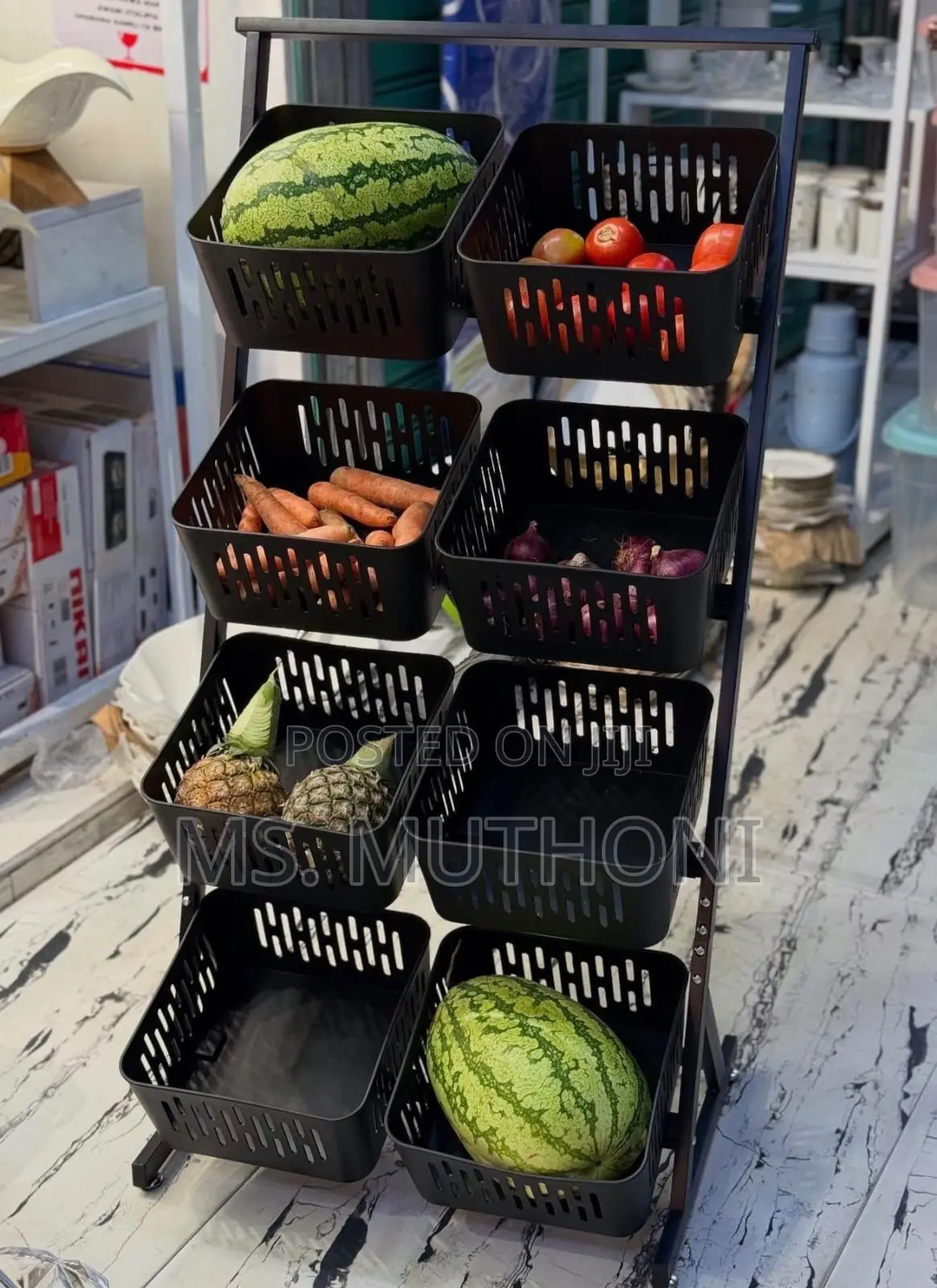 Vegetable Fruit Rack With Movable And Lockable Wheels.