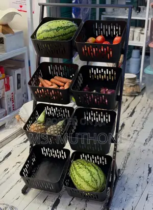 Vegetable Fruit Rack With Movable And Lockable Wheels.