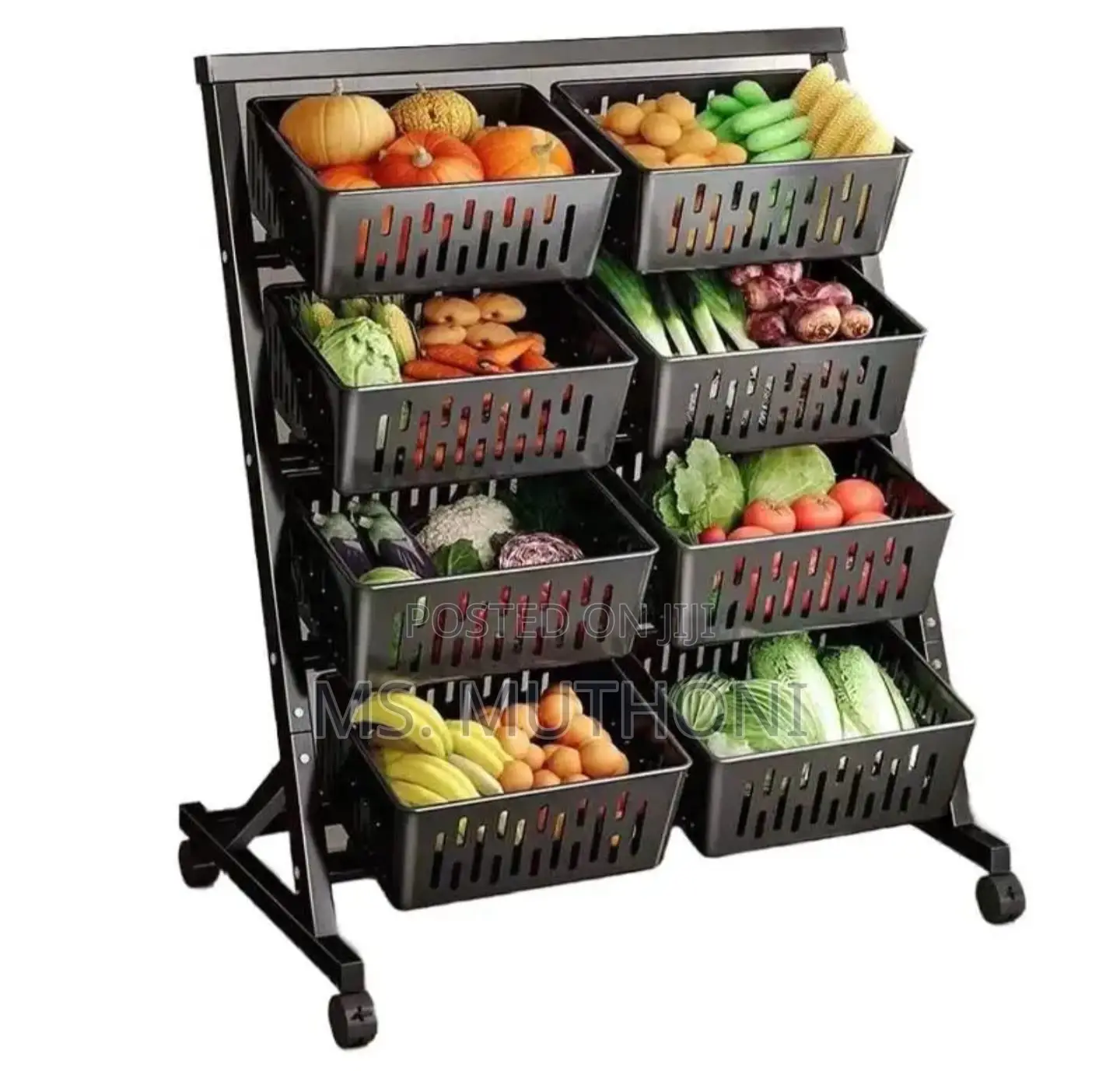 Vegetable Fruit Rack With Movable And Lockable Wheels.