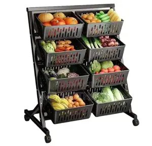 Vegetable Fruit Rack With Movable And Lockable Wheels.