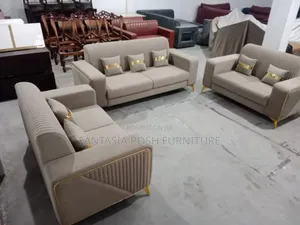 Sofa Set With Gold Trim (7 Seaters in Total)