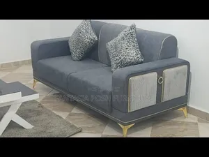 Grey Sofa With Gold Legs ( 3 Seater)