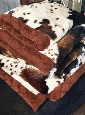 Plush Fluffy Duvet Blanket - Brown Tan Cow Velboa