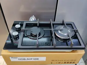 *Haier 2-Burner Built-in Cooker – Black Glass (Hob-S2f30bt)