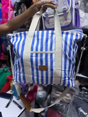 Light Blue Stripped Large Capacity Summer Cabana Bags