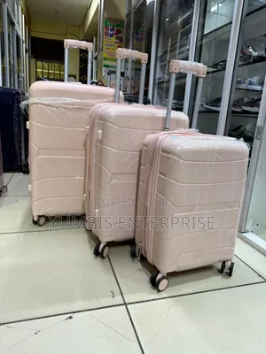Peach 3 in 1 1 Rubber Unbreakable Suitcase Set With Double Zip