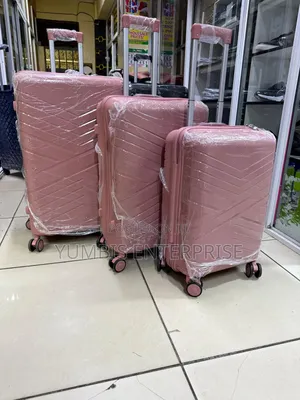 Pink Size 2 Rubber Quality 3 in 1 Suitcases Set