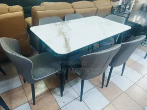 Exquisite! Marble Top Dining Table Set + 6 Chairs.