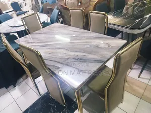 Peculiar Marble Top Dining Table Set With 6 Chairs + Free Delivery.