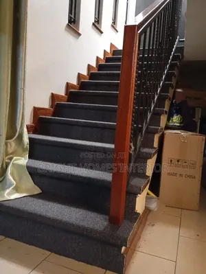 Dark Grey Carpet Installed in Stair Case