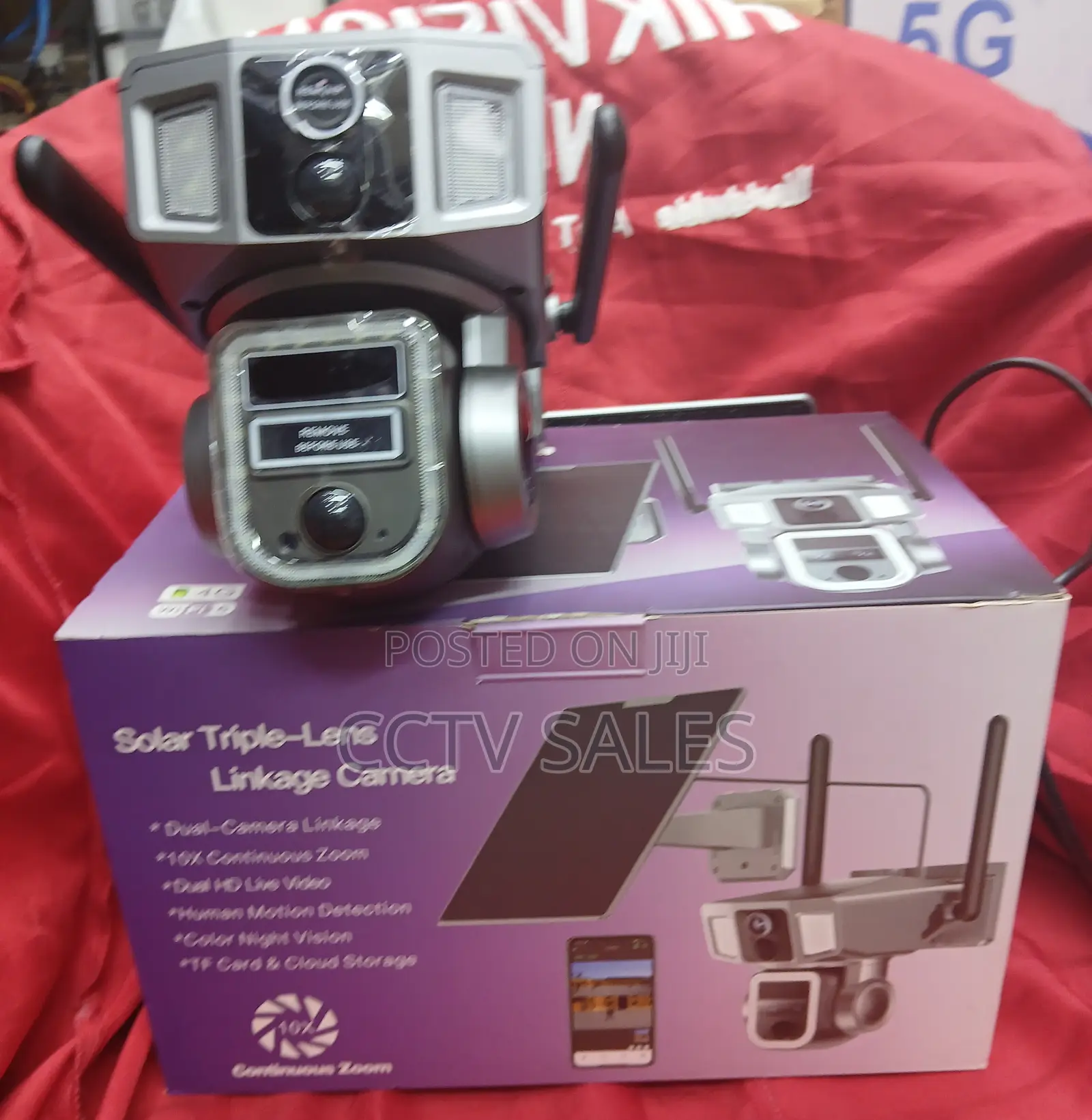 Wireless Wifi/4g Solar Triple-Lens Camera With Motion Detection