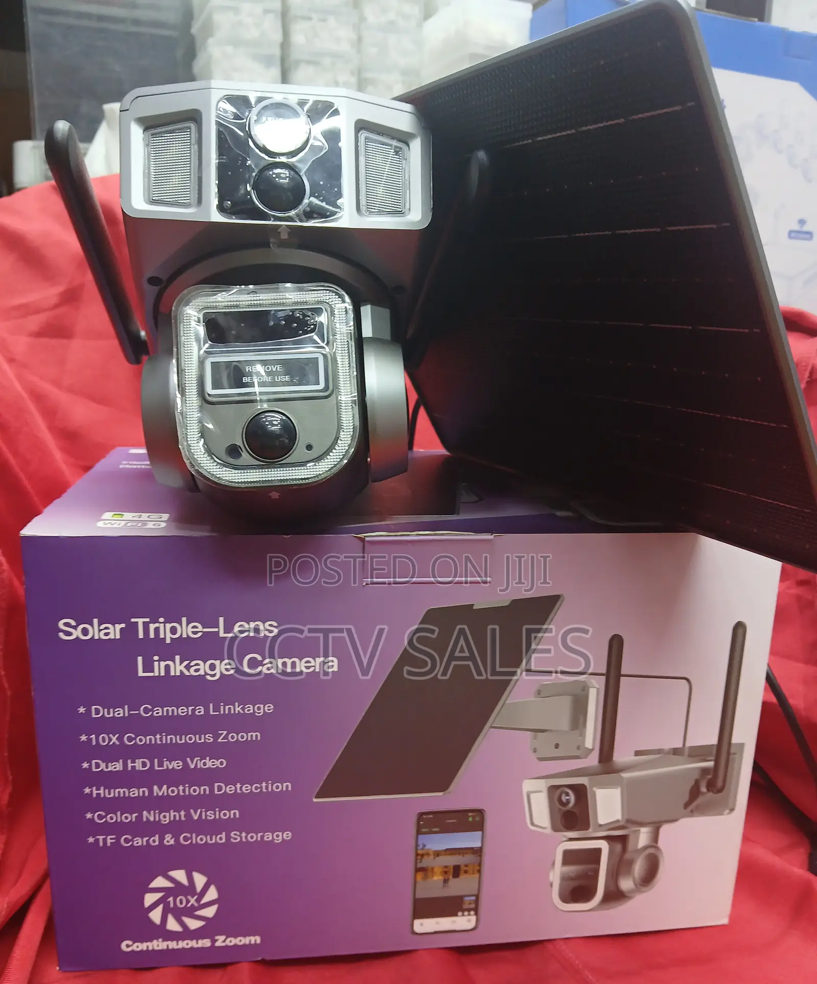 Multiple Installation Modes 4g/Wifi Triple-Lens Solar Powered Camera