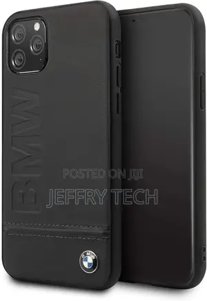 Qwrty iPhone 11 Pro BMW Logo Imprint Hard Leather Case