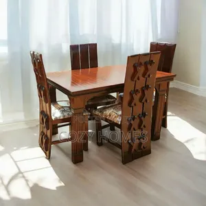 Dining Set an All Wooden, Clean Lined Dining Set 4 Seater
