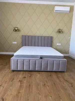 Grey Velvet Panel Bed Size 5 by 6