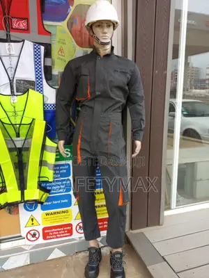 Plain Cargo Overall With Orange Decorations