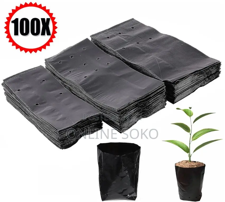 Biodegradable/Compostable Nursery Plastic Planting Seedling Bag-100 Pc