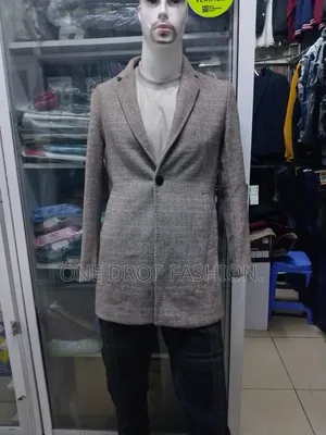 Beige-Checked Men Trench Coat