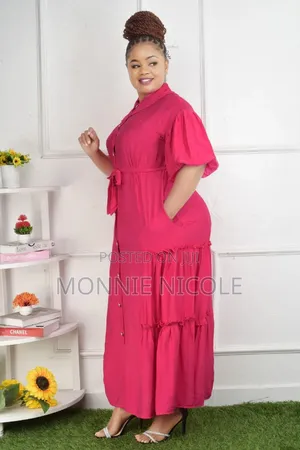 Hot Pink Maxi Shirt Dress